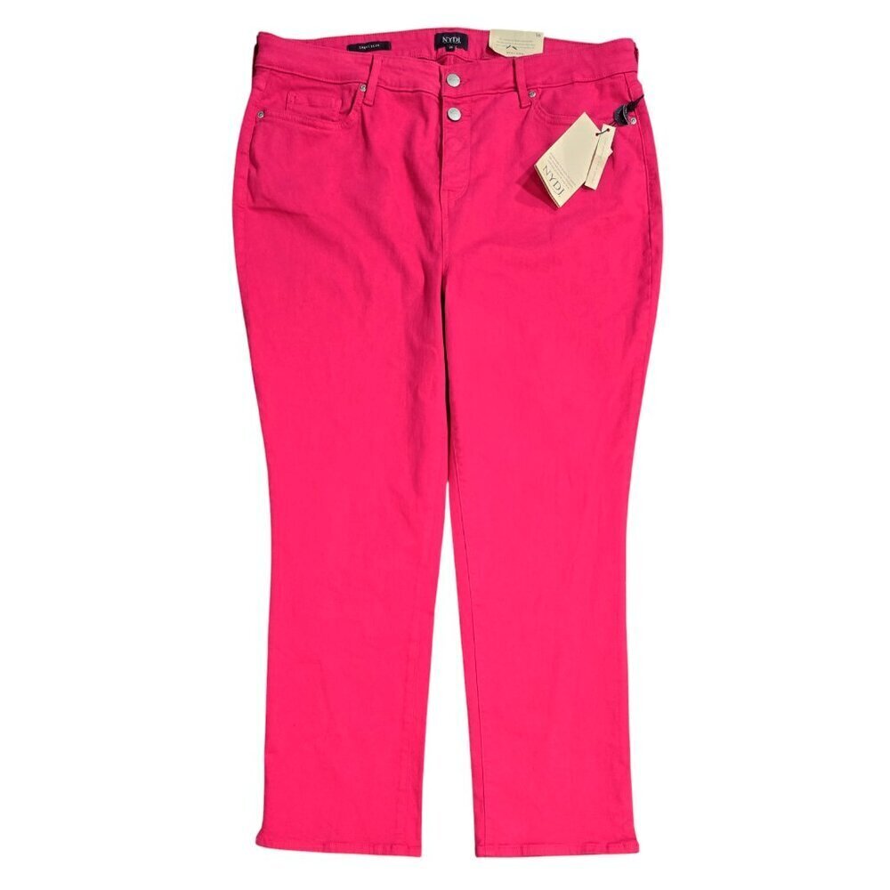 NYDJ NWT Big Pink Sheri Slim Double Button Fly Ankle Jeans Barbie MFOZSA2827